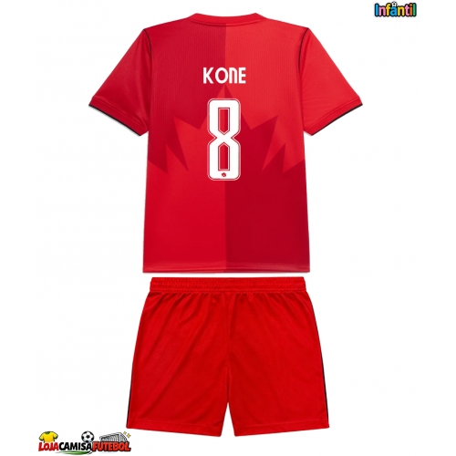 Camisa de Futebol Canadá Ismael Kone #8 Equipamento Principal Infantil Mundo 2026 Manga Curta (+ Calças curtas)